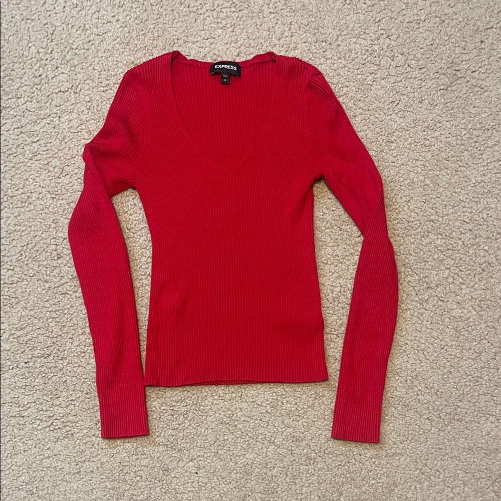Express Vibrant Red Knit Top